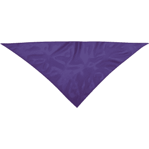 A purple neckerchief with a smooth, shiny texture, featuring a triangular shape.