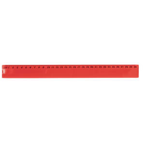 A red Flexor ruler with metric measurements displayed along its length. It features a logo at one end.