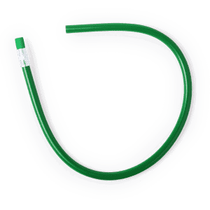 A green Flexi Pencil with a squared end, featuring a branding label.