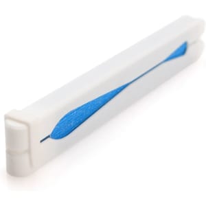 A white promotional product with a blue accent, designed for exhibitions and events. Features a branding logo.