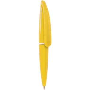 A yellow Hall Mini Pen with a sleek design and a branding logo. Ideal for writing.