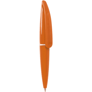 An orange Hall Mini Pen featuring a sleek design and a logo. Ideal for writing tasks.