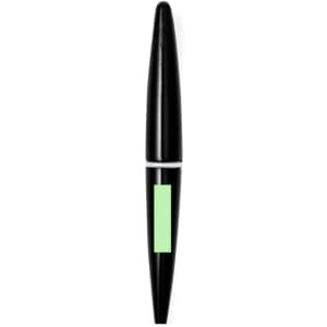 A black mini pen with a green section and a subtle branding logo.