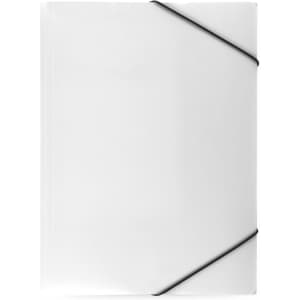 A white Alpin Folder featuring a black elastic band closure, designed for compendiums and portfolios.