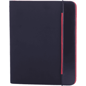 A navy blue Mokai Folder with a red accent, designed for holding documents and stationery. Features a logo.