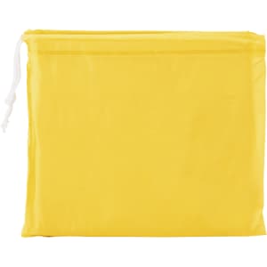 A yellow drawstring pouch with a solid colour design, featuring a white cord closure.