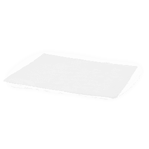 A white Irsan Place Mat with a simple design, featuring a textured surface and rectangular shape.