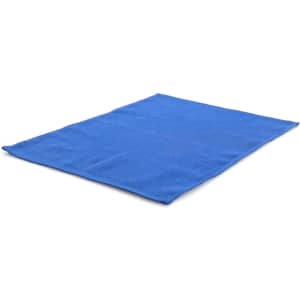 A blue placemat featuring a simple design and a soft texture, suitable for dining or decor.