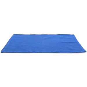 A blue placemat featuring a simple design. The item has a logo on one side.