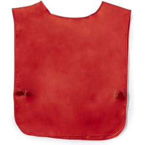 A red sports vest with a simple design, featuring a logo and open sides for ease of wear.