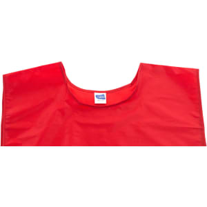A red Sporter Vest with a rounded neckline, featuring a label and a simple design.