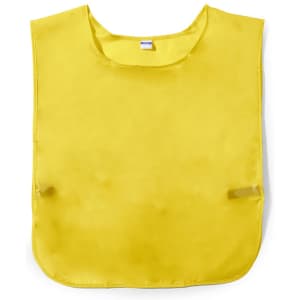 A yellow sports vest with a round neck and an integrated logo, designed for sporting activities.