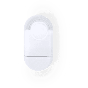 A white eraser in an oval shape with a rounded top and a branding logo.