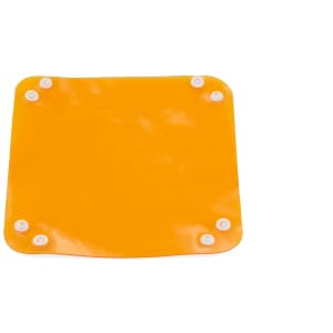 A square, bright orange Flot Coin Tray with rounded corners and white suction cups on each corner.