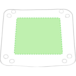A green Flot Coin Tray with a rounded rectangular shape and holes in the corners, designed for home use.