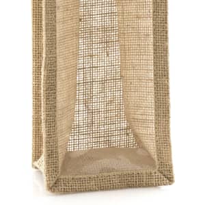 A natural jute bag with a textured, open weave design. It has a rectangular shape and a neutral colour.