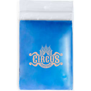 A blue Remo Raincoat in a clear packaging with a logo. It's designed as a poncho jacket for wet weather.