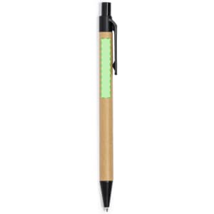 A Tori Pen featuring a brown barrel, black accents, and a green placeholder area for branding or customisation.