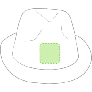 A green brim hat with a square patch area, featuring a simple design and no specific details.