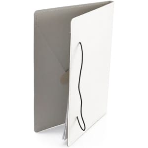 A white Vimaz Folder with a black elastic band, featuring a simple, minimalist design for office use.