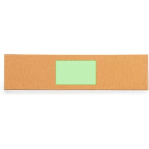 A rectangular cardboard box in a brown colour, featuring a green label in the centre. The box has a simple design.