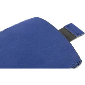 A navy blue Momo Pouch featuring a smooth texture and a black attachment loop.