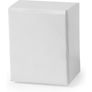 A plain white gift box with a square shape, featuring smooth edges and a clean surface.