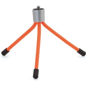 An orange tripod with flexible legs and a silver mount on top, designed for securing devices.