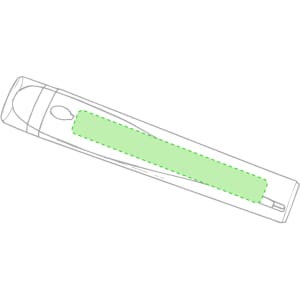 A green Kelvin Digital Thermometer in a clear protective case, featuring a simple design and an opening for easy access.