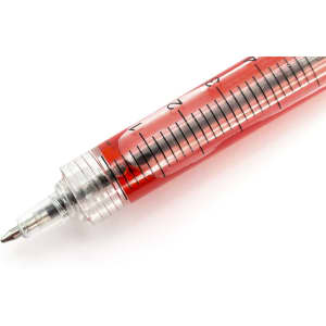 A Medic Pen with a transparent barrel and red ink, featuring measurement markings along the side.