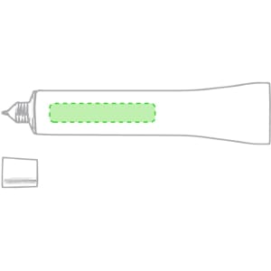 A green Tib Pen with a capped end and a smooth, tapered body. It features a logo.