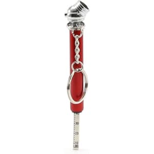 A red Wen pressure gauge with a silver keyring attached, featuring a metal nozzle and measurement markings.