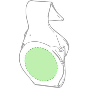 A green Taker Bag Holder with a round pocket design, featuring a simple logo on the side.