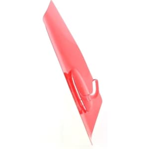 A red multipurpose hook with a curved handle and sleek design, featuring a logo on its surface.