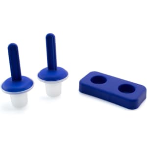 A blue Thade Mold Set featuring two popsicle moulds and a holder for easy storage.