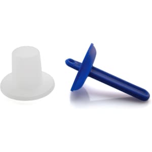 A clear silicone mold and a blue plastic handle, part of the Thade Mold Set. Ideal for various home crafting projects.