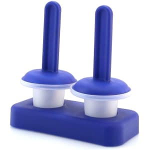 A blue Thade Mold Set featuring two moulds for creating popsicles or similar treats in a stable base.