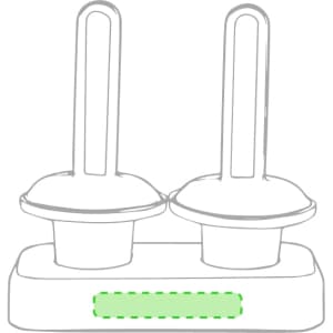 A mould set with two curved compartments and handles, placed on a base, featuring a green accent.