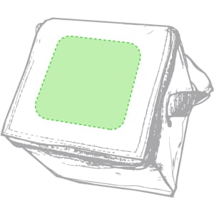 A green Tivex Cool Bag featuring a square area for branding or designs, with a simple and functional design.