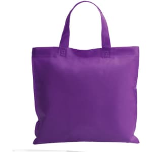 A large purple reusable grocery bag with two handles and a simple design. Features a logo on the side.