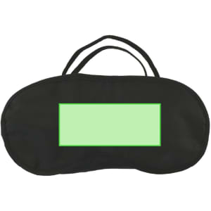 A black travel pouch with two handles, designed to hold face masks. It features a blank area, possibly for branding.