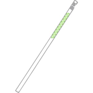 A grey-lead pencil with a green grip section and a logo, sleek and minimalist in design.