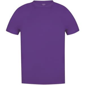 A purple Tecnic Plus adult T-shirt made from soft fabric, featuring a simple design and a logo.
