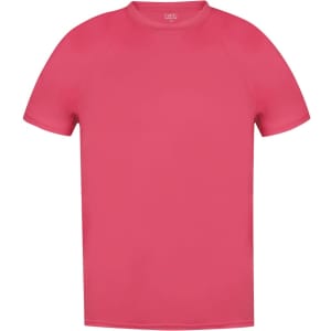 A pink Tecnic Plus adult T-shirt with a simple, classic design and a logo on the label.