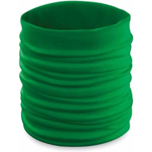 A green neck warmer with a stretchy, gathered fabric design. It has a simple, unbranded appearance.