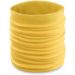 A yellow neck warmer with a textured, gathered design, suitable for clothing accessories.