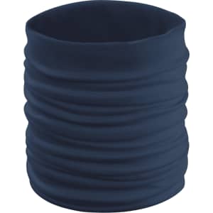 A navy Cherin Neck Warmer, featuring a soft, stretchy fabric with a gathered design, suitable for various styles.