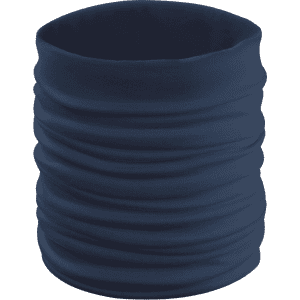A navy Cherin Neck Warmer with a seamless, stretchy design, suitable for various wearing styles.