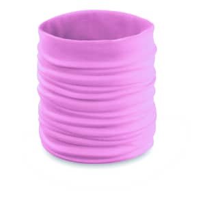 A pink Cherin Neck Warmer with a textured, gathered design. It is a versatile clothing accessory.