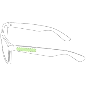 Harvey Sunglasses with green detailing on the arm, featuring a stylish frame and a logo.